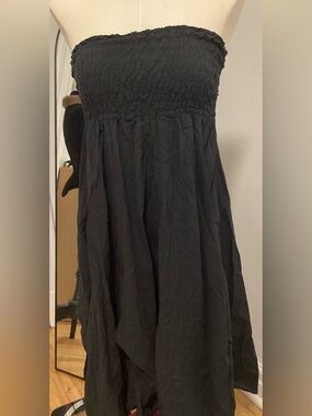 Black Smocked Waist A-Line Skirt - Women